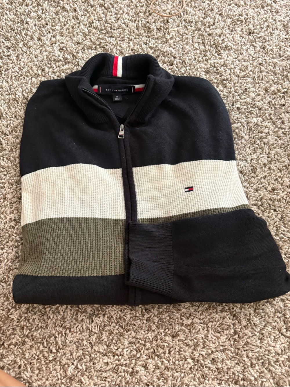 Vintage Tommy Hilfiger Black Zip-Up Holiday Sweater